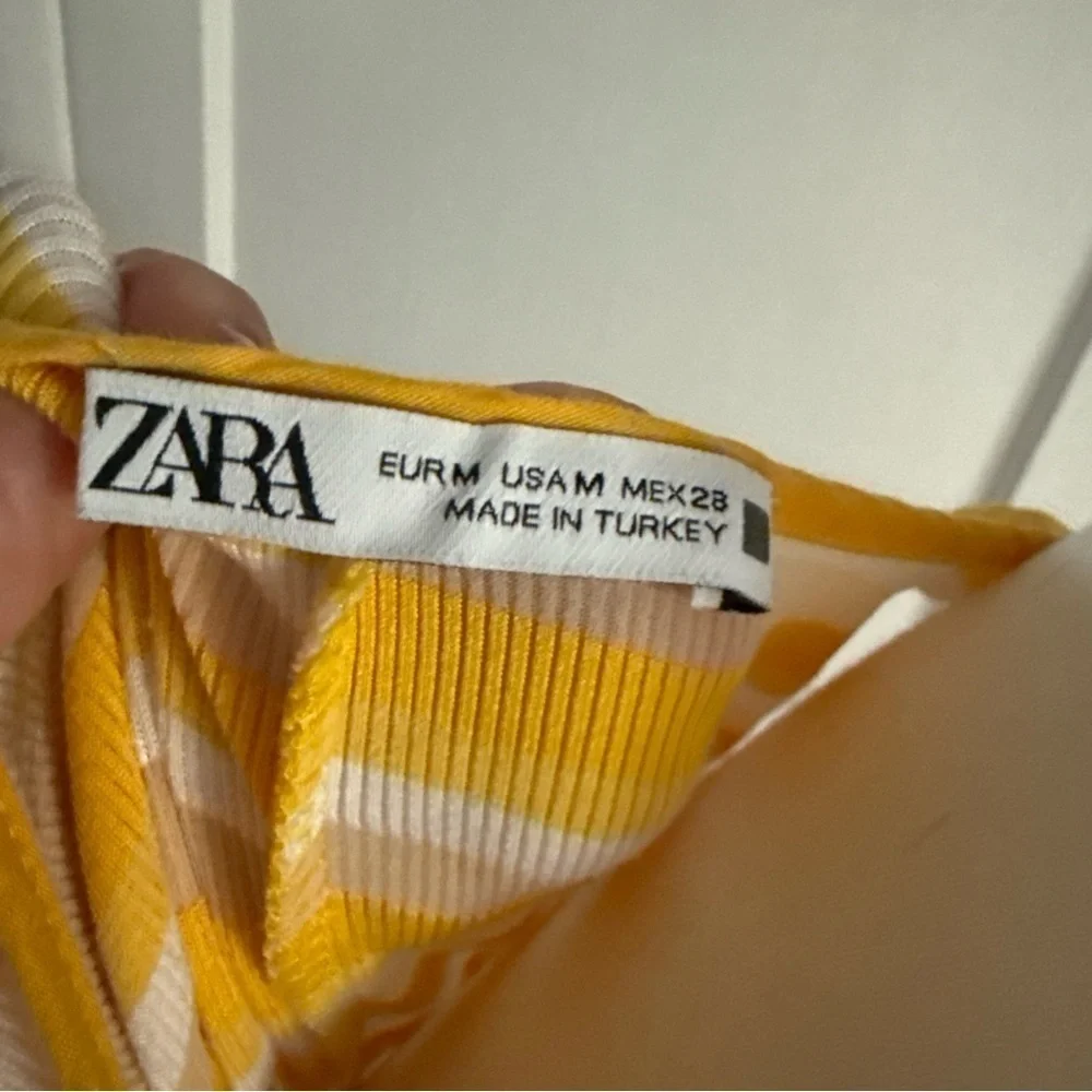 ZARA Yellow Striped Racerback Maxi Dress Women’s Medium Beach Vacation Resort
